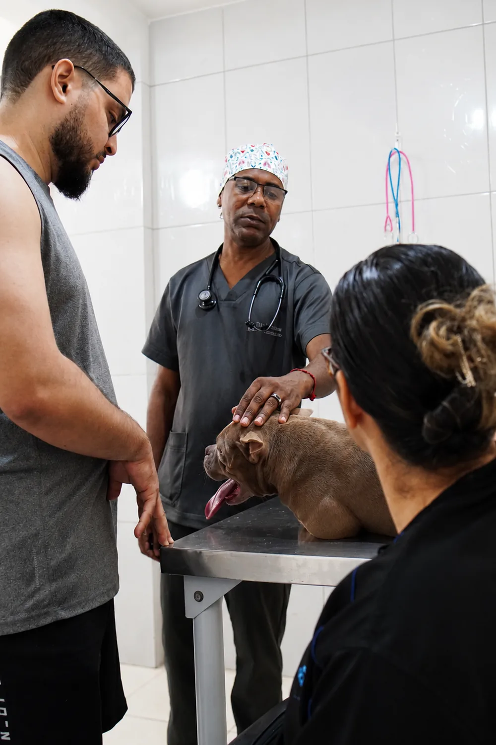 Equipe explicando o atendimento ao tutor